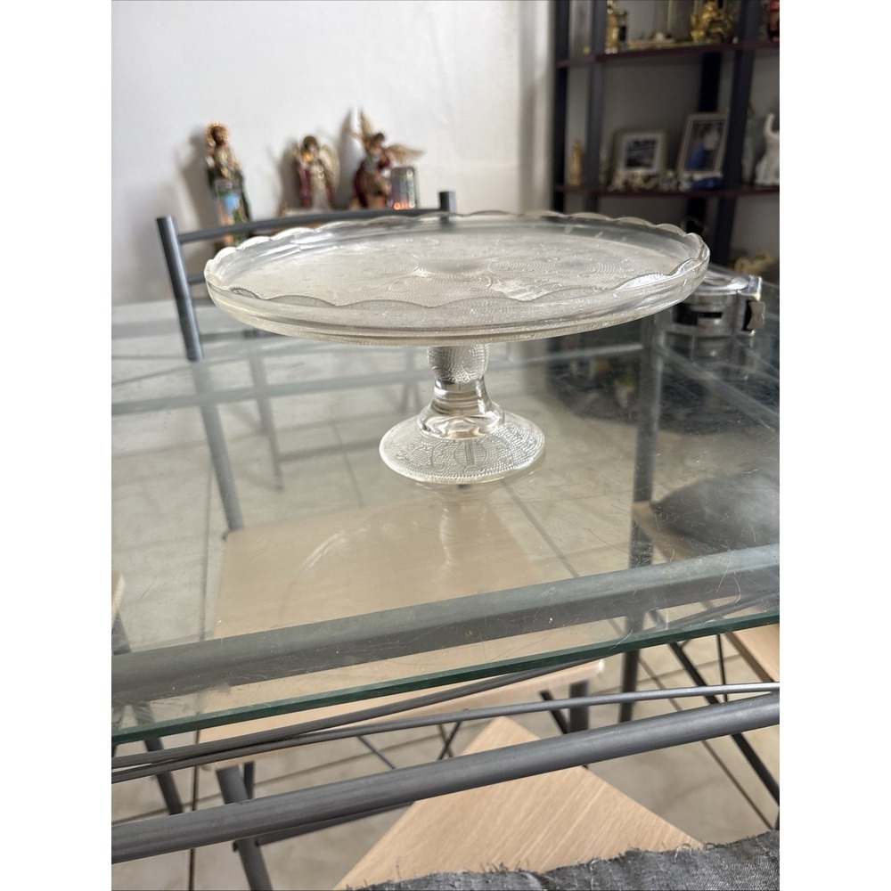 Jeannette Harp Clear Glass Cake Stand 10" Pedestal Vintage 1954-1957